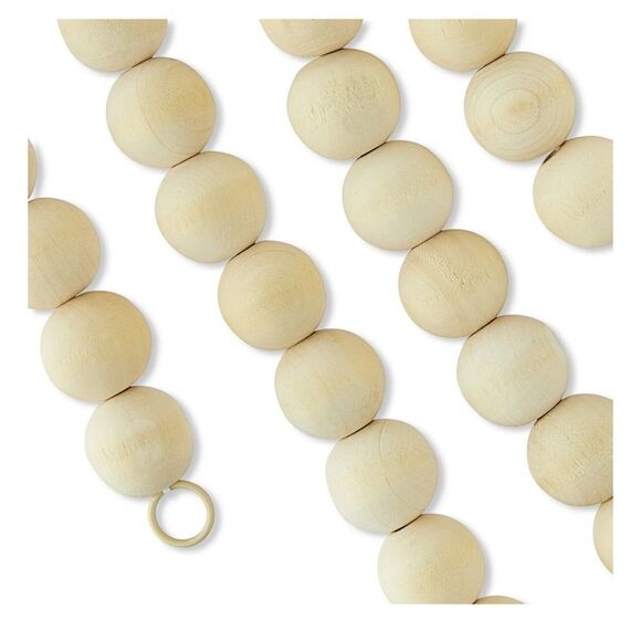 Lot of two Natural Brown Wooden Bead Christmas Garland, 12 ft, by Holiday Time - Picture 3 of 5